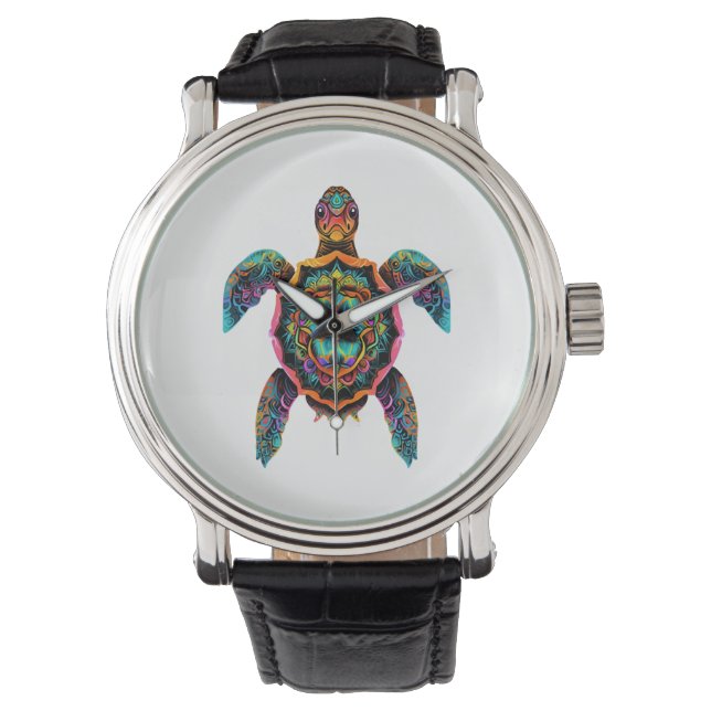 Sea Turtle Mandala Sea Ocean Animal Artwork Boho Armbandsur (Framsida)