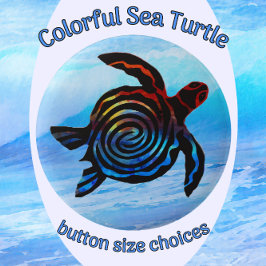 Sea Turtle med Wave Background Button Knapp