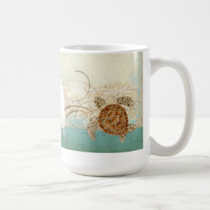 Sea Turtle Modern Coastal Ocean Beach Swirls Stil Kaffemugg