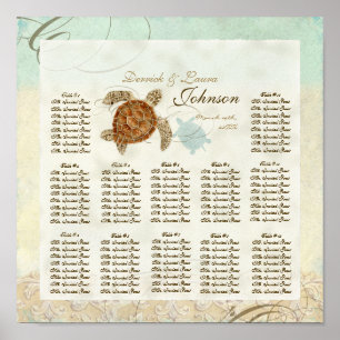 Sea Turtle Modern Coastal Ocean Beach Swirls Stil Poster