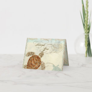 Sea Turtle Modern Coastal Ocean Beach Swirls Stil Tack Kort