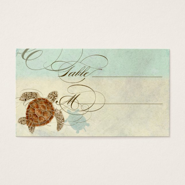 Sea Turtle Modern Coastal Ocean Beach Swirls Stil Visitkort (Framsidan)