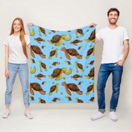 Sea Turtle Mönster Fleecefilt