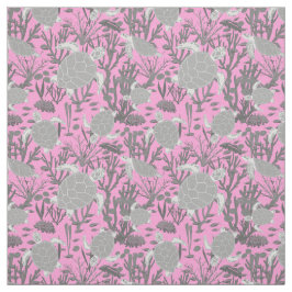 Sea Turtle Mönster Rosa Grått Tyg