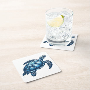 Sea Turtle Nautical Underlägg Papper Kvadrat