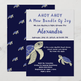 Sea Turtle Navy Blue Nautical Boy Shower