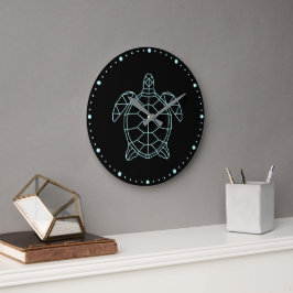 Sea Turtle Neon Large Clock Stor Klocka