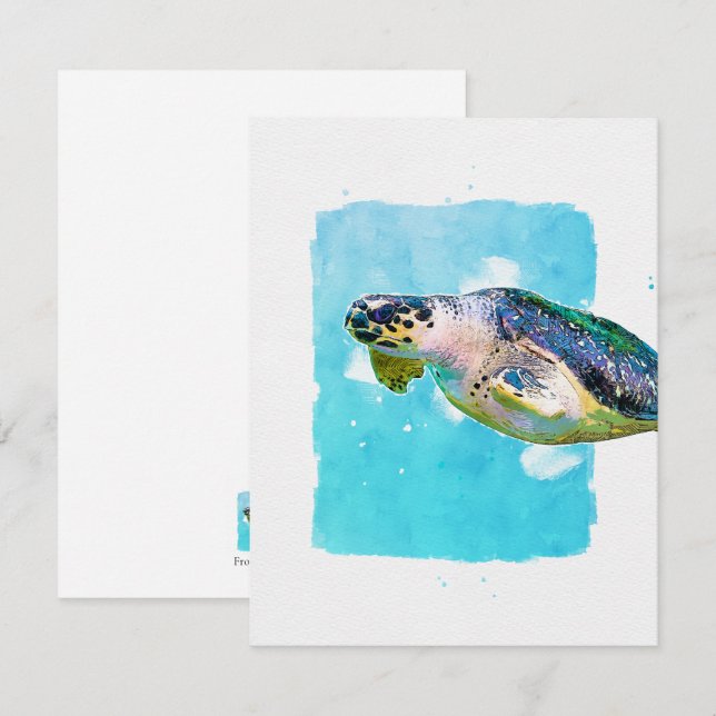 Sea Turtle Note Card for Any Occasion Anteckningskort (Fram/baksida)