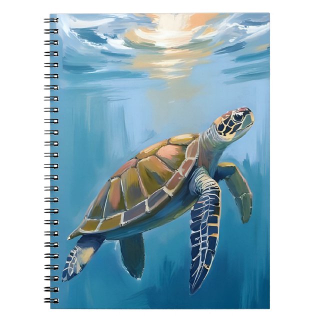Sea Turtle Ocean Animal Watercolor Anteckningsbok (Framsidan)