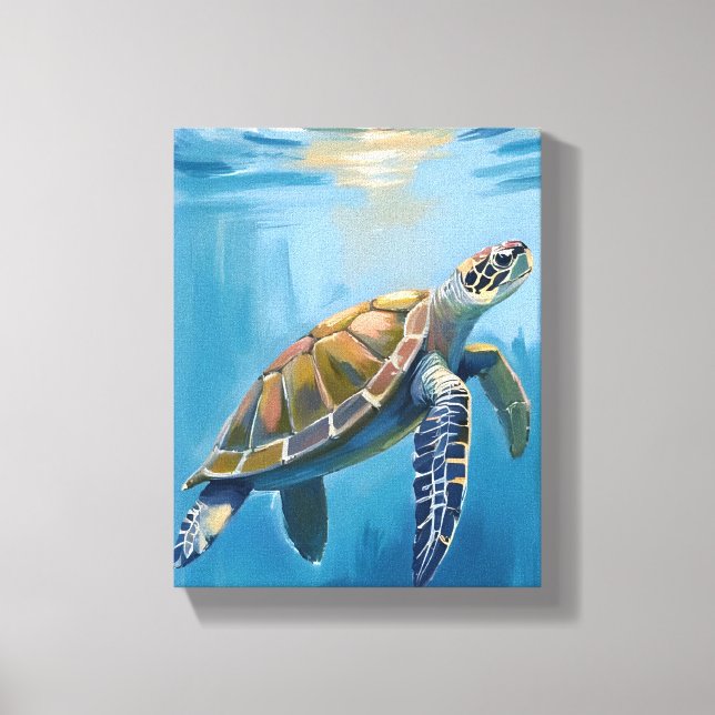 Sea Turtle Ocean Animal Watercolor Canvastryck (Framsida)
