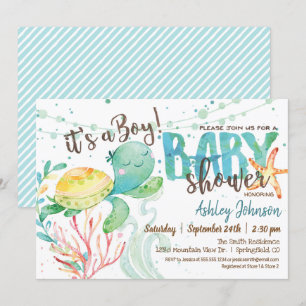 Sea Turtle, Ocean Baby Shower-inbjudan, Boy Inbjudningar