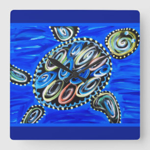 Sea Turtle Ocean Marine Life Summer Beach House Fyrkantig Klocka
