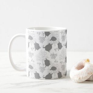 Sea Turtle Ocean Mönster Grått Art Kaffemugg