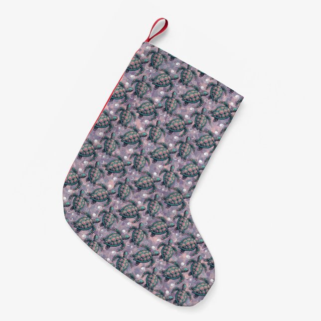 Sea Turtle Ocean Mönster Liten Julstrumpa (Framsidan (Hängande))