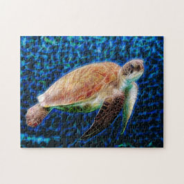 Sea Turtle on Blue Background Honu Pussel