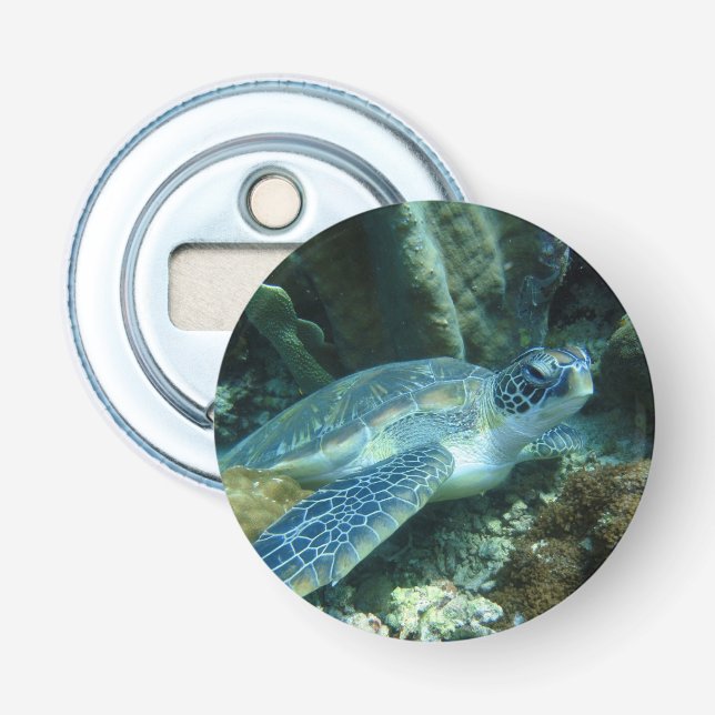 Sea Turtle on Seabed Photo Flasköppnare (Framsidan)