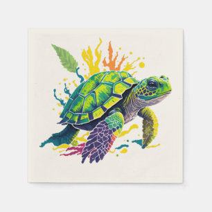 SEA TURTLE PÅ EN SOMMARS DAG PAPPERSSERVETT