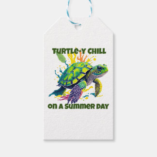 SEA TURTLE PÅ EN SOMMARS DAG PRESENTETIKETT