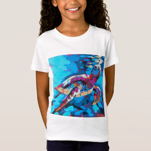 Sea Turtle Painting - Beach Home Decor T Shirt (Framsida)
