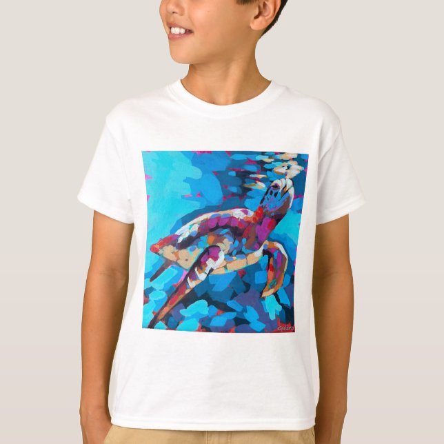 Sea Turtle Painting - Beach Home Decor T Shirt (Framsida)