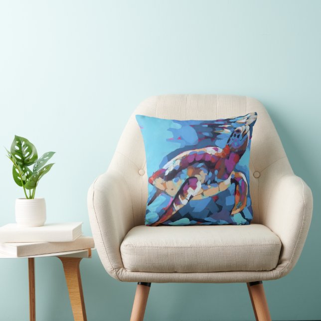 Sea Turtle Painting - Ocean Life Home Decor Kudde (Stol)