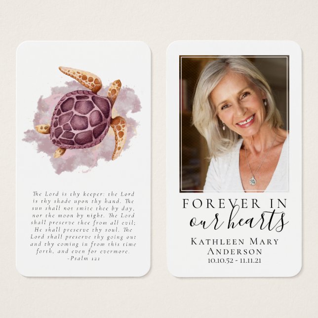 Sea Turtle Photo Memory Prayer Card Visitkort (Framsida & baksida)