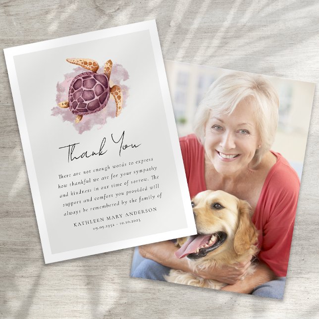 Sea Turtle Photo Sympathy Funeral Tack Kort (Skapare uppladdad)