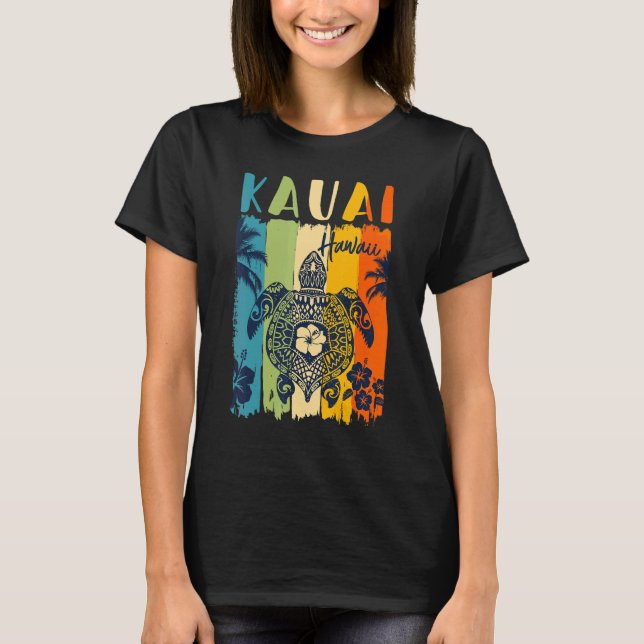 Sea Turtle Retro Kauai Hawaii Matching Family Vaca T Shirt (Framsida)
