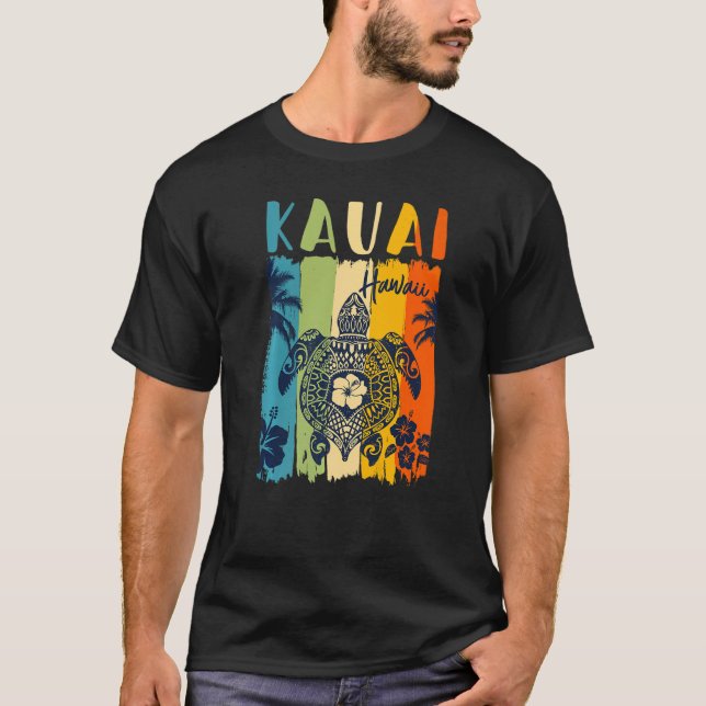 Sea Turtle Retro Kauai Hawaii Matching Family Vaca T Shirt (Framsida)