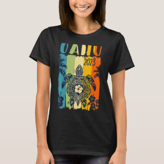 Sea Turtle Retro Oahu Hawaiian Family Vacation T Shirt