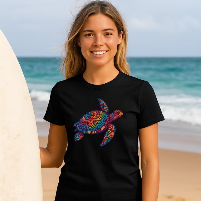 Sea Turtle Retro Psychedelic Art T Shirt (Skapare uppladdad)