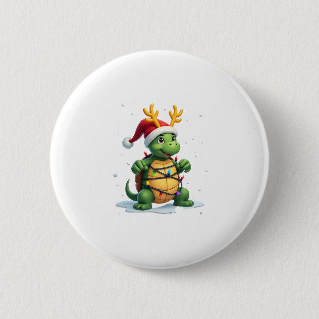 Sea Turtle Santa Christmas Lights Cute Xmas Men Wo Knapp (Framsida)