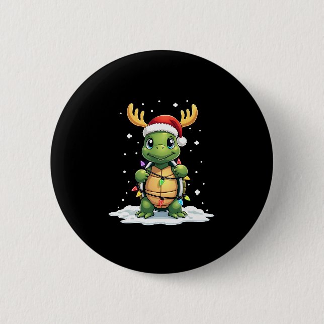 Sea Turtle Santa Christmas Lights Cute Xmas Men Wo Knapp (Framsida)