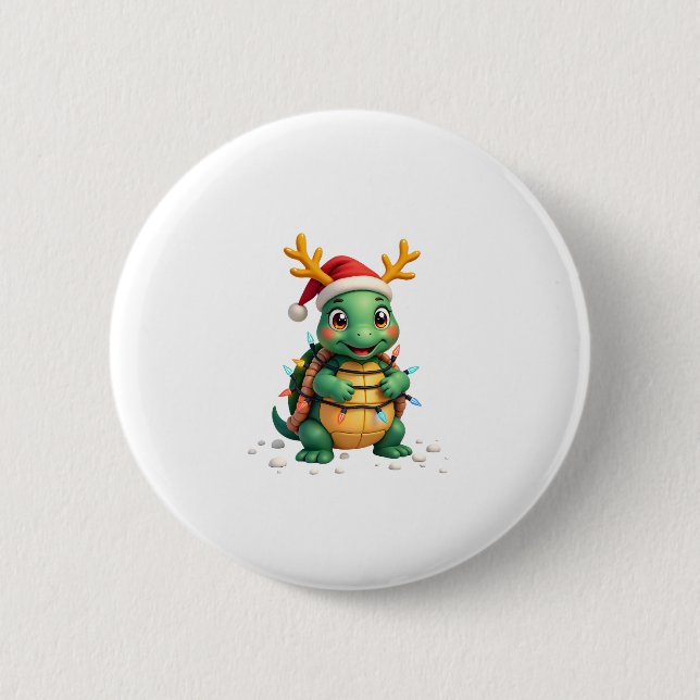 Sea Turtle Santa Christmas Lights Cute Xmas Men Wo Knapp (Framsida)