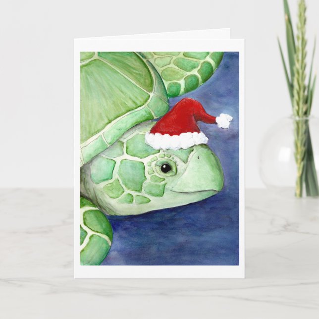 Sea Turtle Santa Helgkort (Framsida)