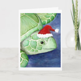 Sea Turtle Santa Helgkort
