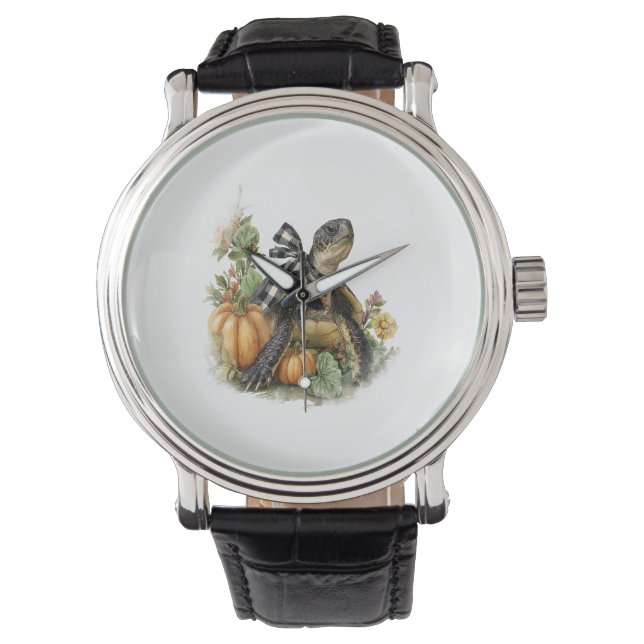 Sea Turtle Shirt Animals Autumn Pumpkin Armbandsur (Framsida)