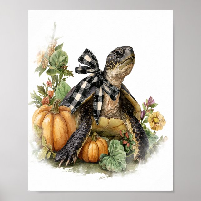 Sea Turtle Shirt Animals Autumn Pumpkin Poster (Framsidan)