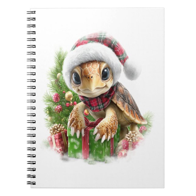 Sea Turtle Shirt jul Santa Hat Anteckningsbok (Framsidan)