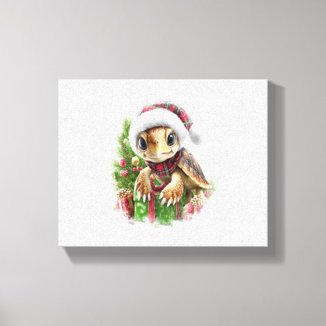Sea Turtle Shirt jul Santa Hat Canvastryck (Framsida)