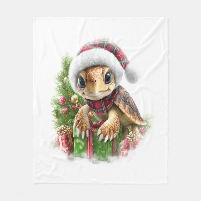 Sea Turtle Shirt jul Santa Hat Fleecefilt (Framsidan)
