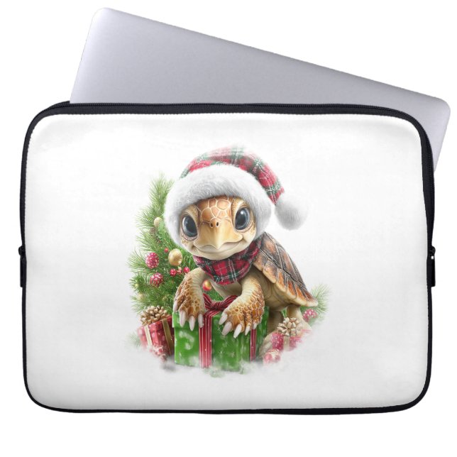 Sea Turtle Shirt jul Santa Hat Laptop Fodral (Framsidan)