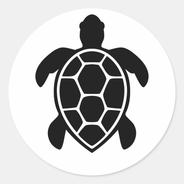 Sea Turtle Silhouette Minimalist Runt Klistermärke (Framsida)