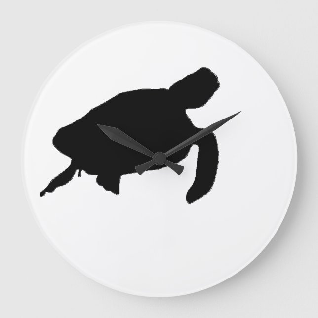 Sea Turtle Silhouette Stor Klocka (Framsida)