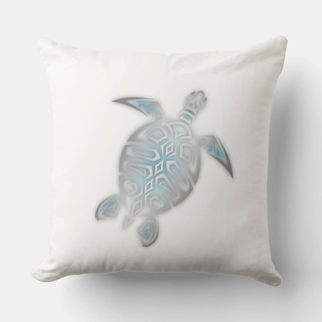Sea Turtle Silver White Coastal Nautical Kudde (Framsida)