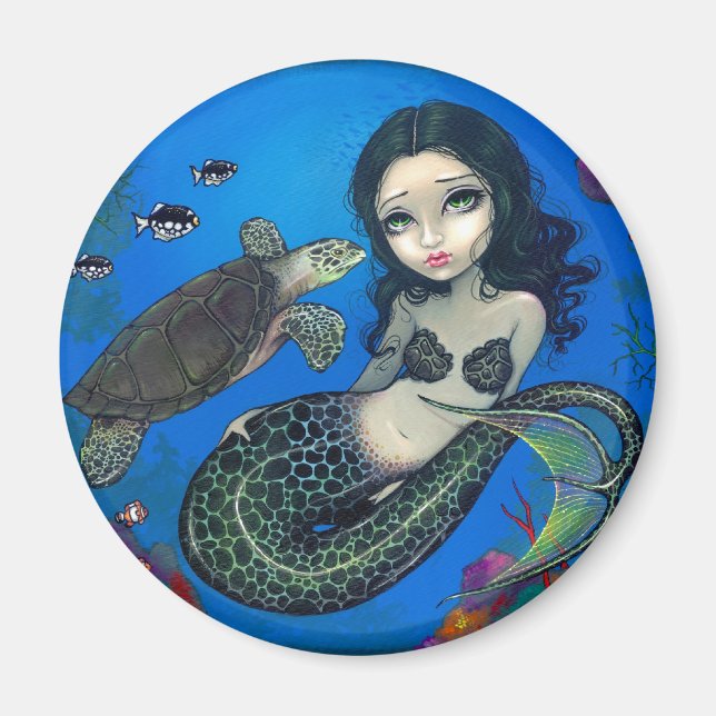 "Sea Turtle Sjöjungfru" Magnet (Framsidan)