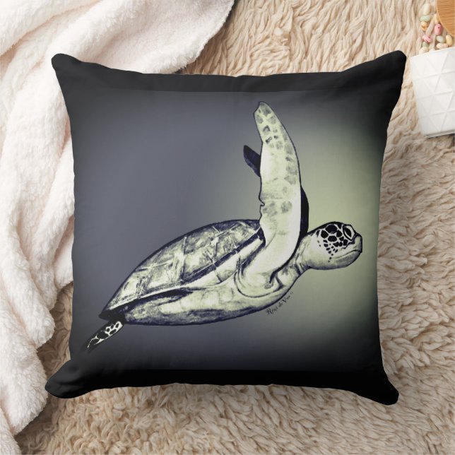 Sea Turtle Spirit Animal Original Art Kudde (Filt)
