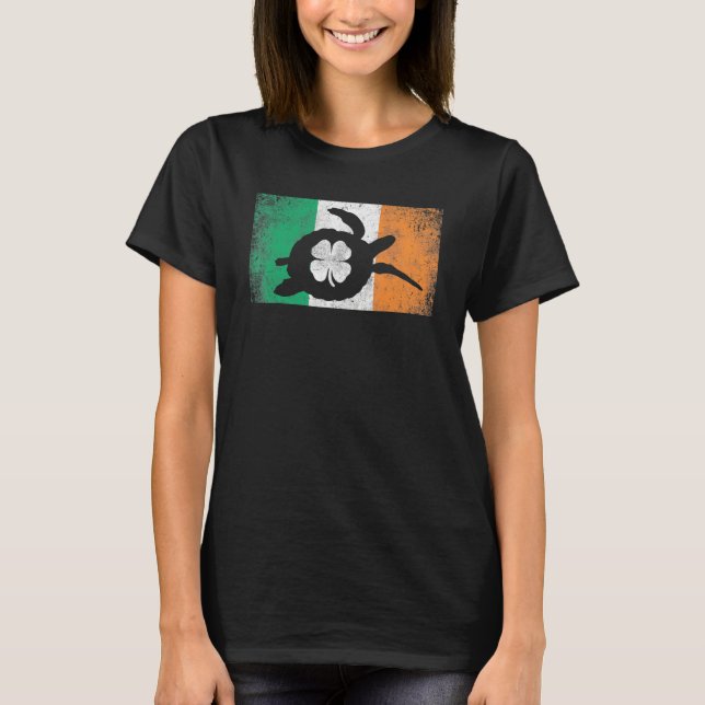 Sea Turtle St Patrick's Day Irish Flag Ireland Sai T Shirt (Framsida)