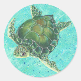 Sea Turtle Sticker Runt Klistermärke
