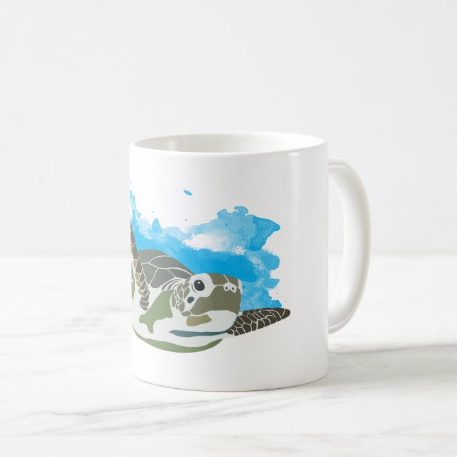 Sea Turtle Swimming Kaffemugg (Framsida höger)